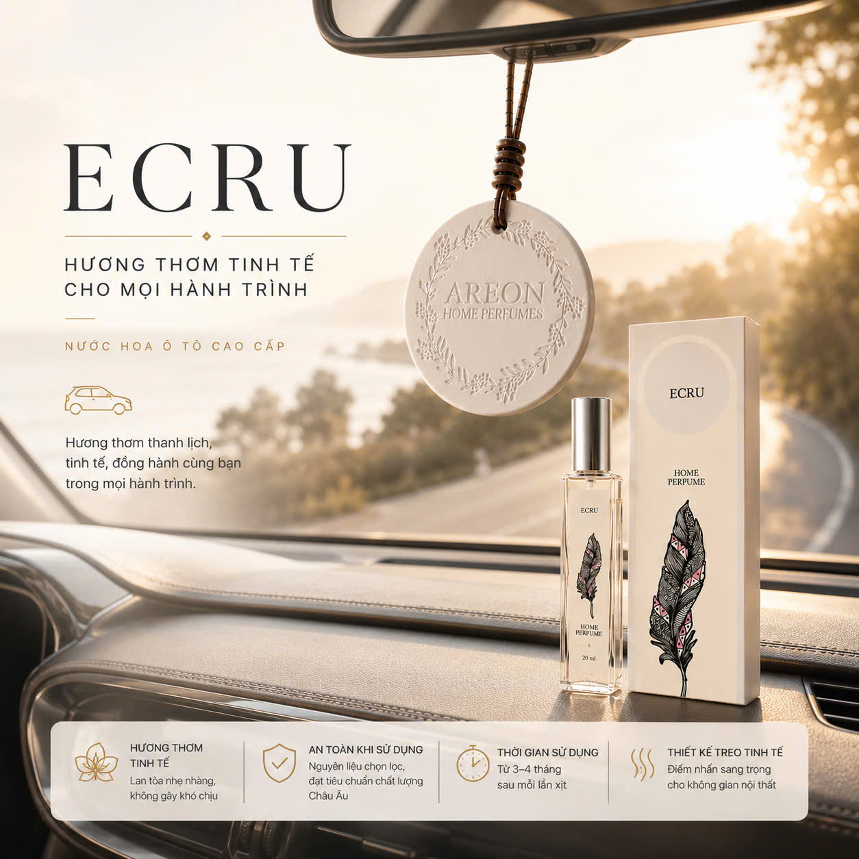 Gốm thơm treo xe AREON Ecru