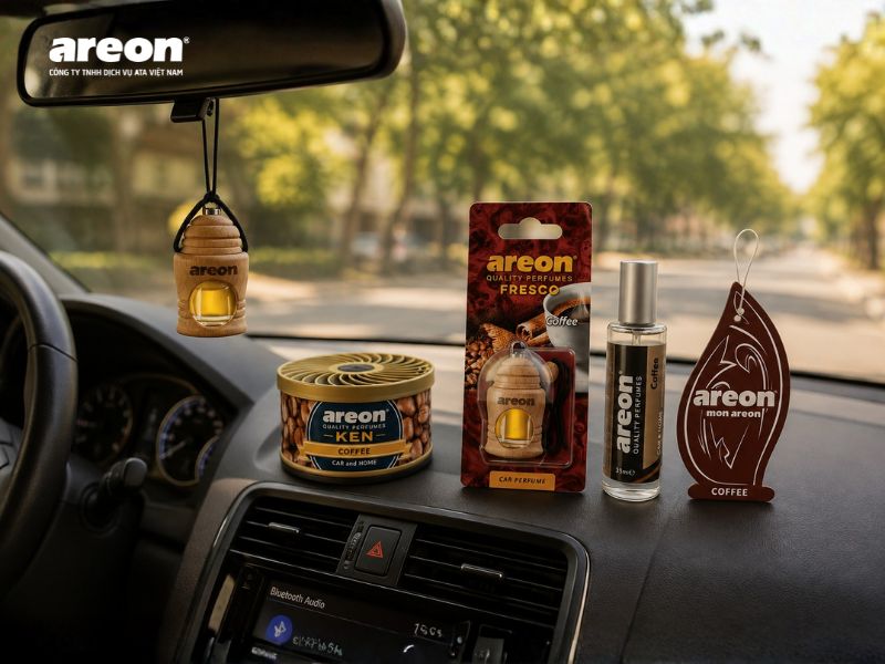 Khử mùi xe mới bằng hương cà phê Areon